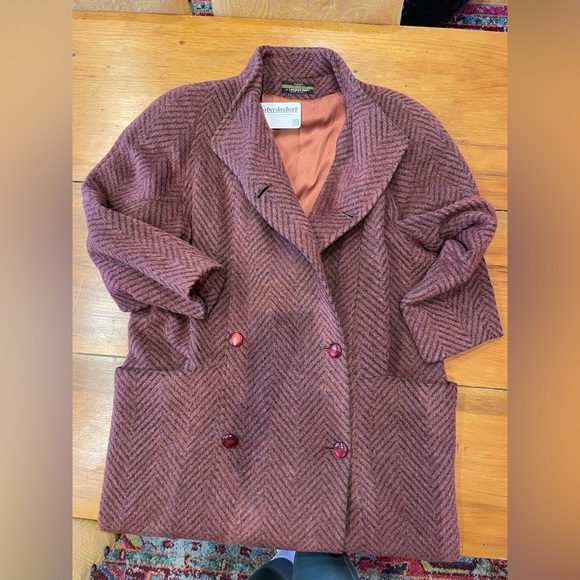 Women’s 1980s Oversized Maroon Wool Dress Jacket - Picture 9 of 11